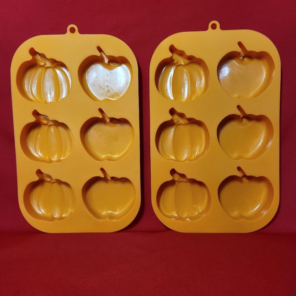 Silicon Pumpkin Apple 6 Cavity Nonstick Cake Mold Set of 2